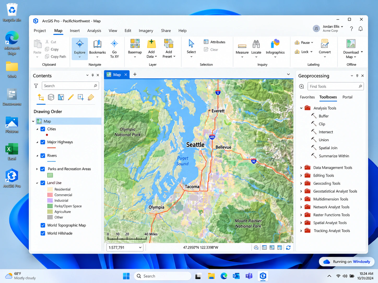ArcGIS Pro running inside Windows